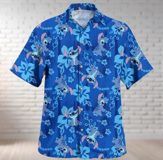 Stitch Button Shirt, Lilo And Stitch Hawaiian Shirt, Disney Stitch Tropical Shirt