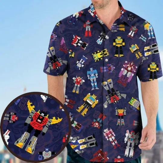 Halloween Transformers Hawaiian Shirt, Transformers Characters Button Shirt