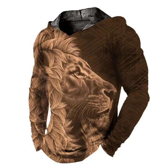 Discover Men 3D Lion Graphic Hooded