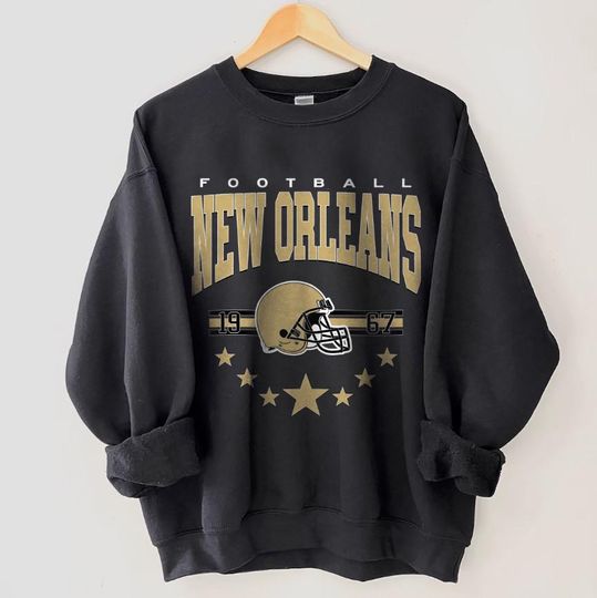 Discover New Orleans Football Sweatshirt, Vintage New Orleans Football Crewneck, New Orleans Football Shirt, Game Day New Orleans Football Fan Gifts