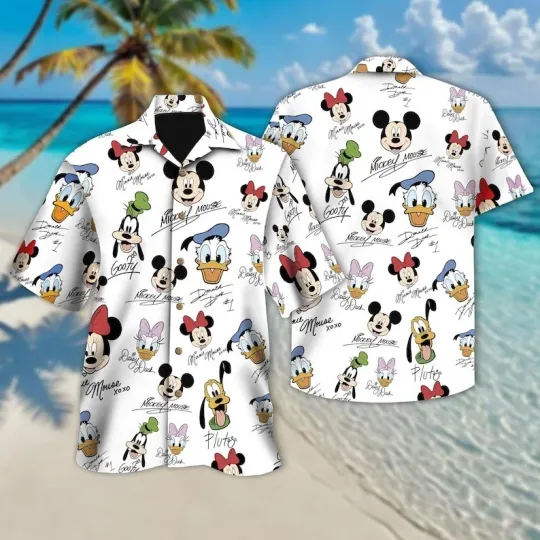 Discover Disney Mickey And Friends Signature Hawaiian Shirt, Colorful Mickey Mouse Donald