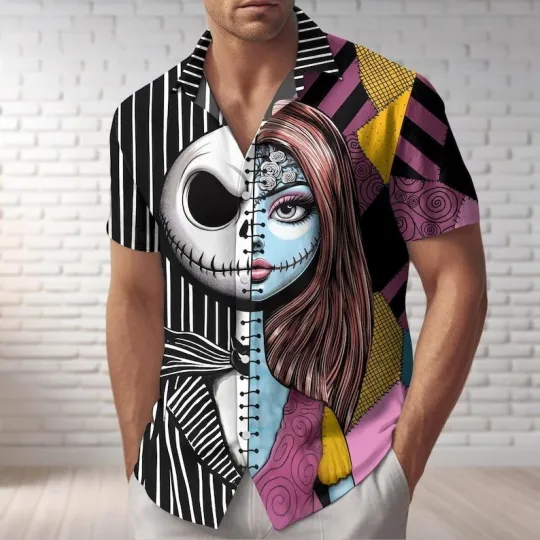 Discover Jack Skellington And Sally Button Shirt, Nightmare Before Christmas Shirt, Disne