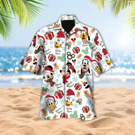 Discover Disney Christmas Mickey And Friends Winter Hawaiian Shirt, Minnie Mouse Goofy