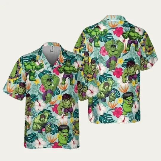 Discover Avengerss MarveI MarveI Hulk Pattern Hawaiian Shirt