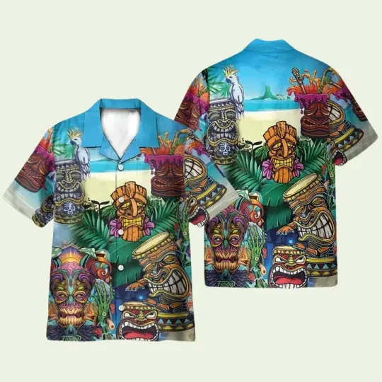Discover Get Lost On A Island Aloha Tiki Tiki Hawaiian Shirt