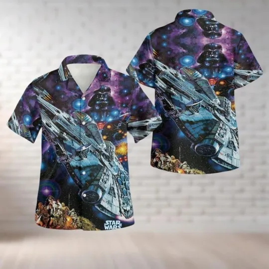 Star Wars Starship Hawaiian Shirt, Disney Movie Button Shirt