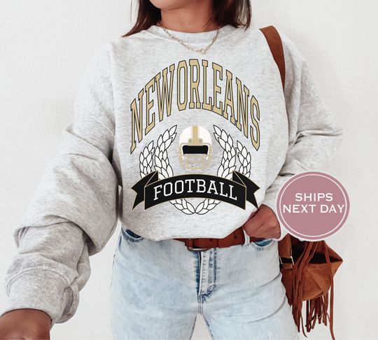 Discover New Orleans Football Sweatshirt, Vintage New Orleans Crewneck, Retro New Orleans Sweatshirt, New Orleans Varsity Sweatshirt, New Orleans