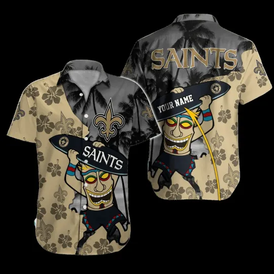 Personalized New Orleans Saints Tiki Hawaiian Shirt, Aloha Baseball Fan