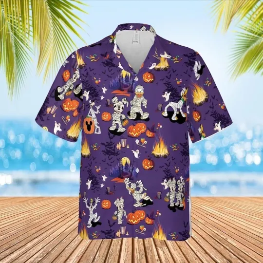 Discover Disney Halloween Mickey And Friends Hawaiian Shirt, Minnie Mouse Goofy Daisy
