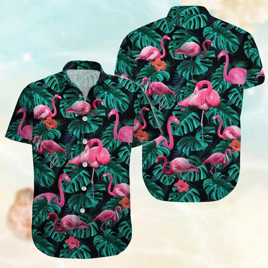 Discover Flamingo Button Shirt, Pink Bird Hawaiian Shirt, Flamingo Shirt For Beach Trip, Aloha Shirt For Women Men, Summer Shirt Men