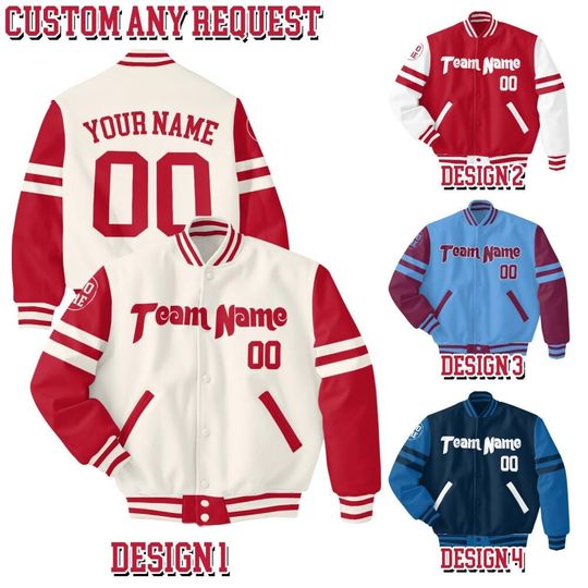 Discover Personalized Philadelphia Baseball Team Multi Color Varsity Jacket, Custom Logo Team Name Number Jacket, Team Baseball Jacket