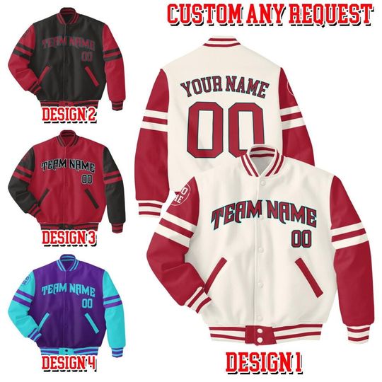 Personalized Arizonna Baseball Team Multi Color Varsity Jacket, Custom Logo Team Name Number Jacket, Team Baseball Jacket