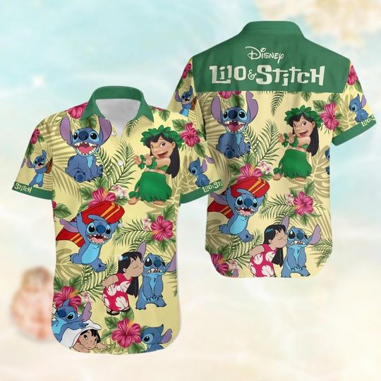 Discover Lilo & Stitch Hawaiian Shirt, Stitch Button Down Shirt, Ohana Means Family Beach Shirt, Disney Trip Aloha Shirt Men Women, Summer Gift