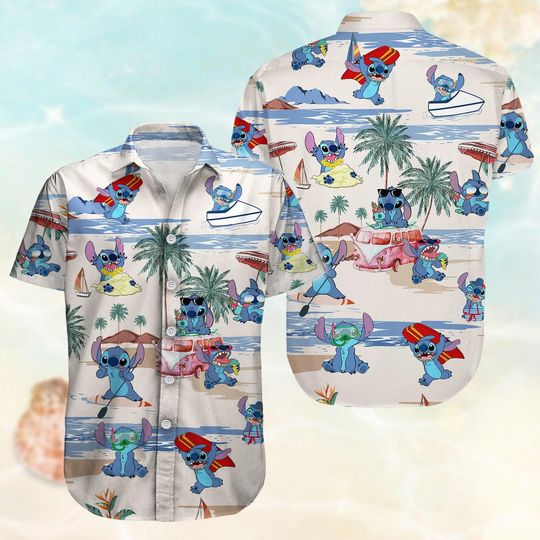 Funny Stitch Button Shirt, Disney Ohana Hawaiian Shirt, Lilo & Stitch Beach Shorts, Disney Trip Summer Shirt, Stitch 2025 Lover Gifts