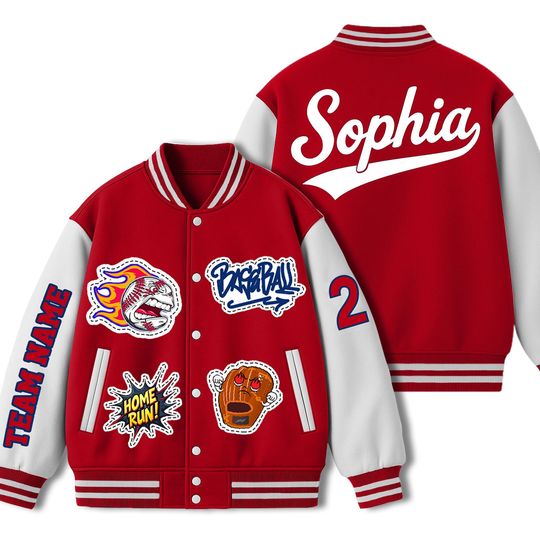 Discover Personalized Varsity Baseball Jacket: Custom Name, Team, Number