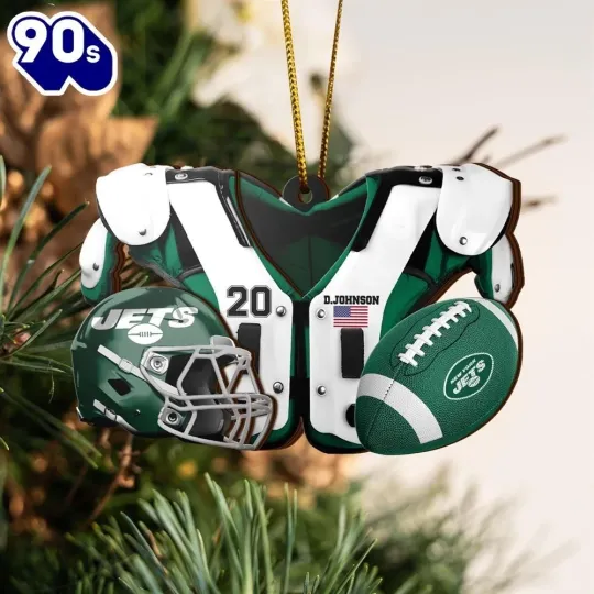 Personalized New York Football Team Jets Christmas Ornament Gift Decor