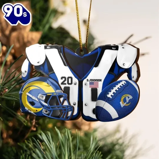 Personalized Los Angeles Football Team Rams Christmas Ornament Gift Decor