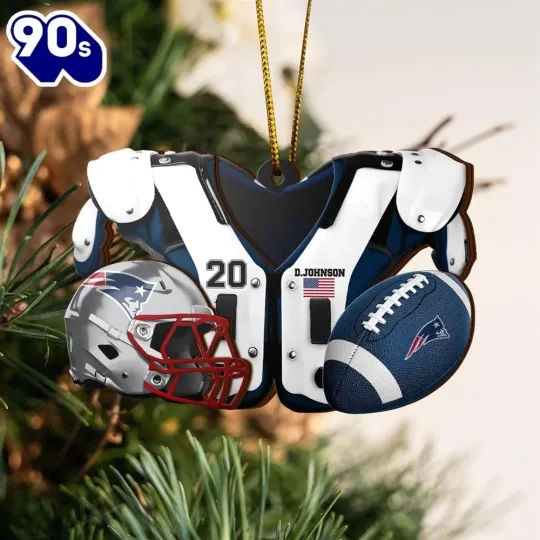 Personalized New England Football Team Patriotss Christmas Ornament Gift Decor