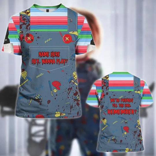 Personalized Halloween Chucky 3D Print T-Shirt, Cosplay Costume