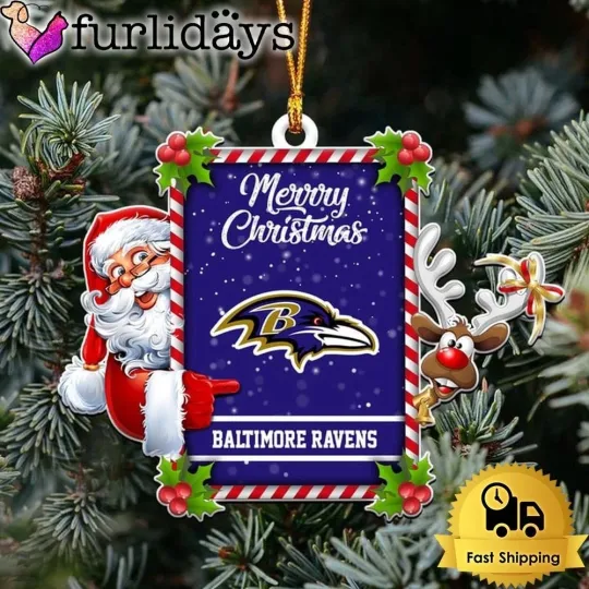 Personalized Baltimore Football Team Ravens Christmas Ornament Gift Decor