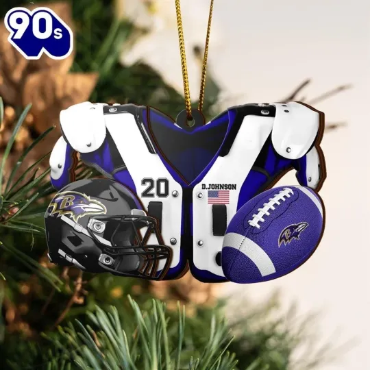 Personalized Baltimore Football Team Ravens Christmas Ornament Gift Decor