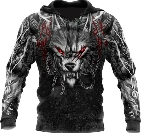 Discover 3D Printed Nordic Viking Warrior Tattoo Men's Hoodie