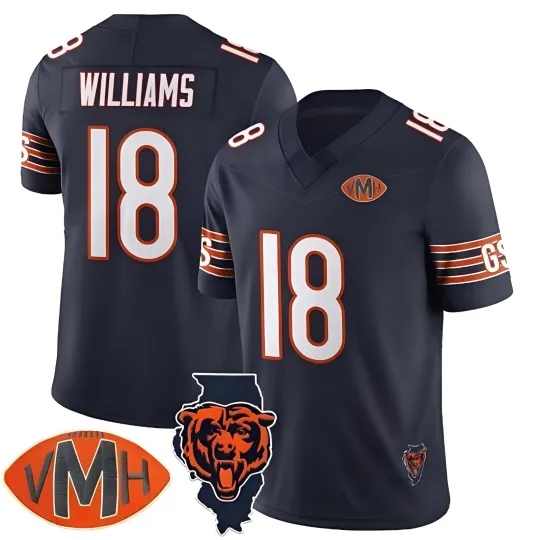 Discover Men's #18 Williams Navy F.U.S.E. With Illinois and VMH Patch Stitched Jersey, Fan Gift