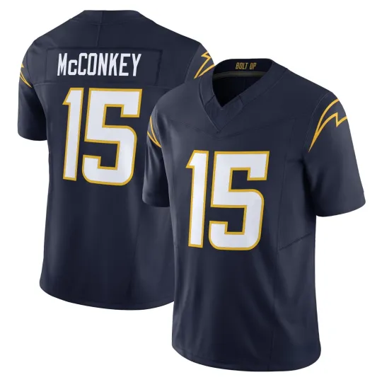 Discover Custom Unsigned Men's #15 McConkey Navy Alternate Stitched 2025 Chargers Jersey, Fan Gift