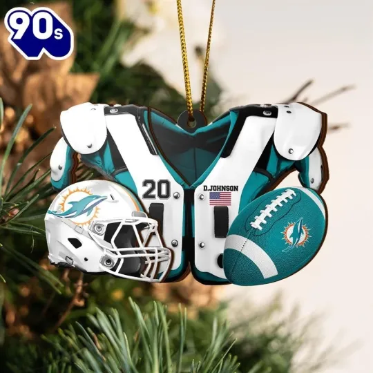 Discover Personalized Miami Football Team Dolphins Christmas Ornament Gift Decor