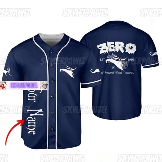 Discover Personalized Zero Nightmare Before Christmas Baseball Jersey, Halloween Zero Nightmare Jersey Shirt