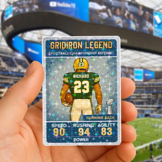 Personalized Green Bay Gridiron Legend Football Card  Championship Edition, Classic Running Back Design, Perfect Gift for Football Fans