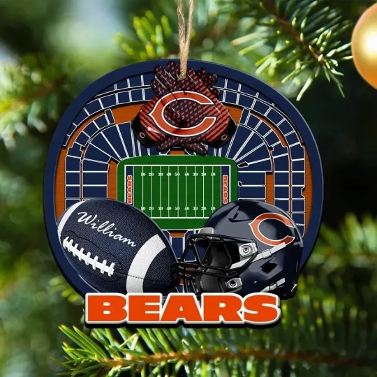 Personalized Chicago Football Team Bears Christmas Ornament Gift Decor