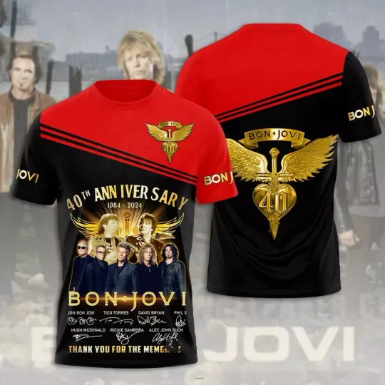 Bon Jovi 40th Anniversary 1984-2024 3D T-Shirt