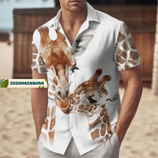 Discover Giraffe Hawaiian Shirt, Giraffe Shirt, Giraffe Button Shirt, Animal Shirt, Gifts For Giraffe Lover, Funny Giraffe Shirt, Shirt For Men