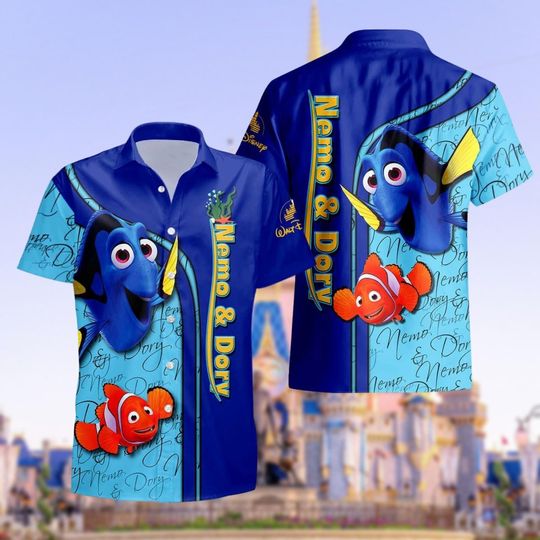 Discover Finding Nemo Hawaiian Shirt, Nemo And Dory Shirt, Disney Fish Shirt, Disney Vacation Shirt, Button Down Shirt, Hawaiian Shirt Men