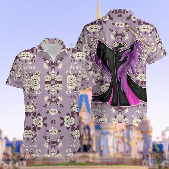 Halloween Maleficent Hawaii Shirt, Halloween Evil Queen Shirt, Disneyland Trip Shirt, Halloween Witch Shirt, Button Up Shirt