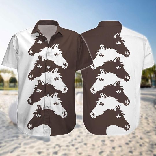 Discover Horse Button Shirt, Horse Hawaii Shirt, Animal Shirt For Men, Wild Horse Button Up Shirt, Horse Lover Gift, Love Horses Vacation Shirt