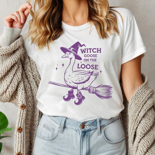 Discover Witch Goose On The Loose Shirt, Funny Goose Halloween Shirt