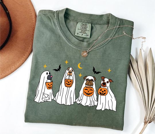 Discover Halloween T-Shirt, ute Ghost Dog, Halloween Shirt, Ghost T-shirt