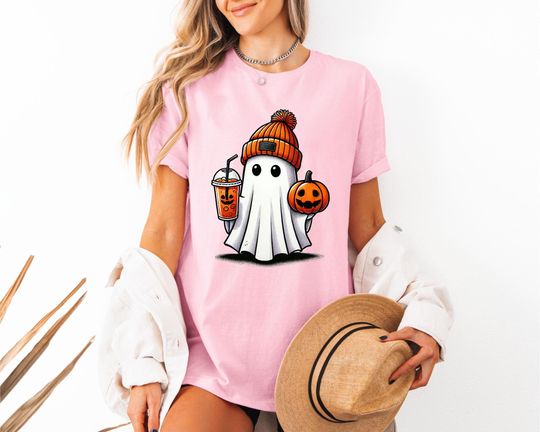 Discover Halloween Ghost Comfort Colors Shirt, Cute Ghost Shirt