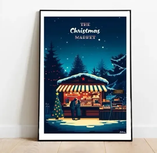 Discover The Christmas Market Poster - Matte Vertical Art Print