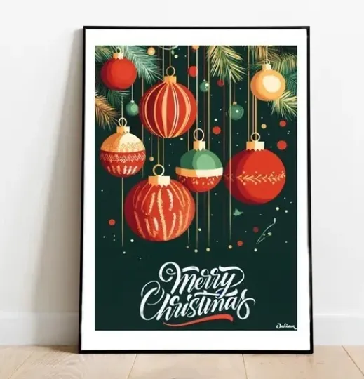 Christmas Ornaments Poster - Matte Vertical Art Print