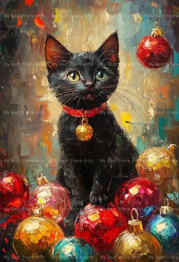 Discover Kitten Christmas Ornament Art Print