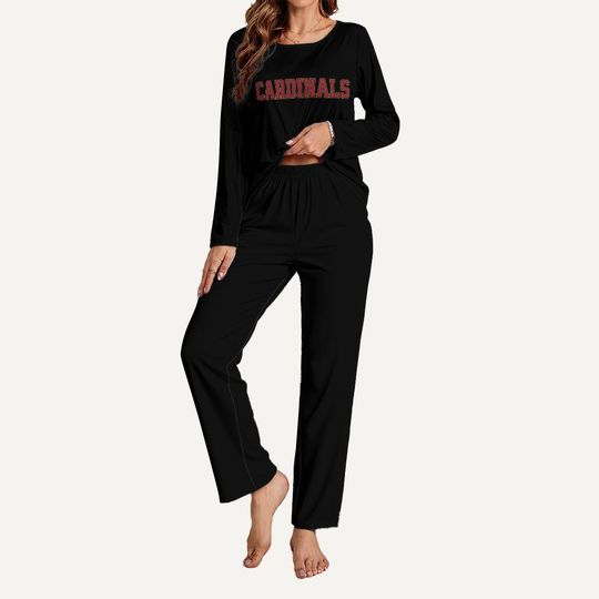 Discover Cardinals Football Pajama Set, Womens Long Sleeve Lounge Wear, Game Day PJs