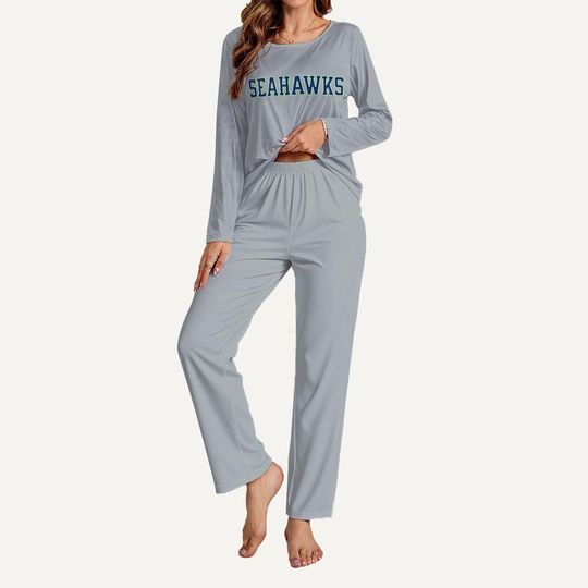 Discover Seahawks Football Pajama Set, Womens Long Sleeve Lounge Wear, Game Day PJs