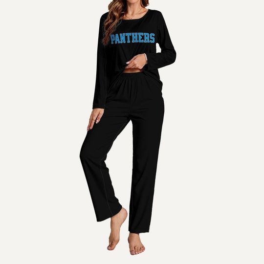 Discover Panthers Football Pajama Set, Womens Long Sleeve Lounge Wear, Game Day PJs