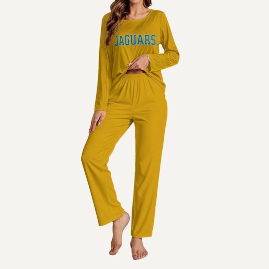 Jaguars Football Pajama Set, Womens Long Sleeve Lounge Wear, Game Day PJs