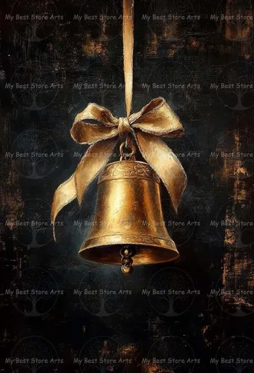 Discover Christmas Bells Art Print, Winter Wall Decor, Holiday Painting Poster