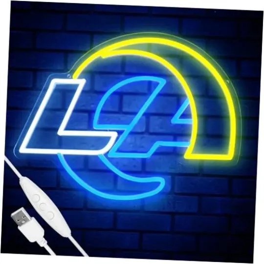 Discover Football Team Neon Sign, Cool Dimmable Light Up Football Team Logo Y-Ram