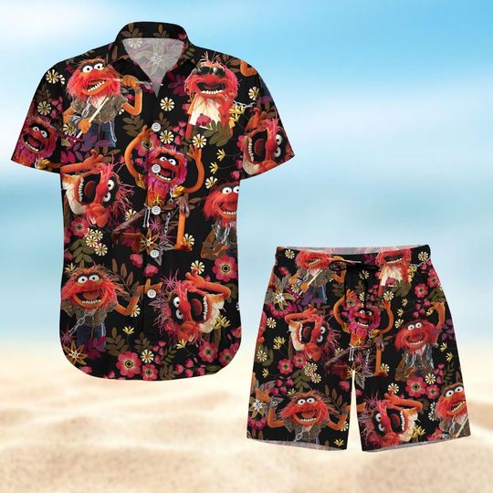 Discover Muppets Button Shirt, Muppet Hawaiian Shirt, Funny Animal Aloha Shirt Women, Beach Shorts Men, Cartoon Tropical Pattern Shirt